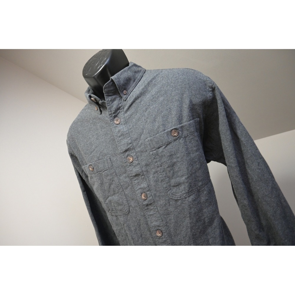 Duluth Trading Co Flannel Shirt Mens Medium Tall Gray Free Swingin Relaxed EUC